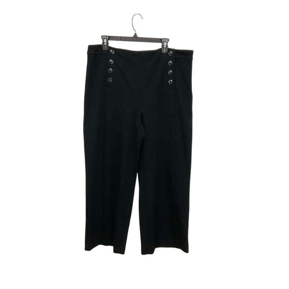 Ann Taylor Sailor Wide Leg Crop Pants Black Stretchy Women's Size 16 X-Large